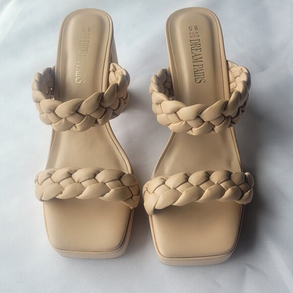 Braided Strap Chunky Heel-Slide On‎ Sandal - Picture 1 of 4